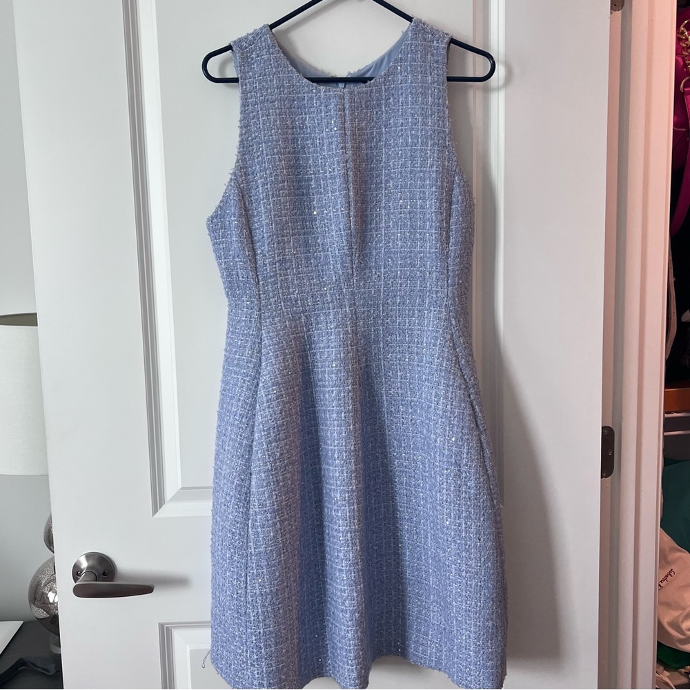Emporio Armani Sleeveless Blue Tweed Dress